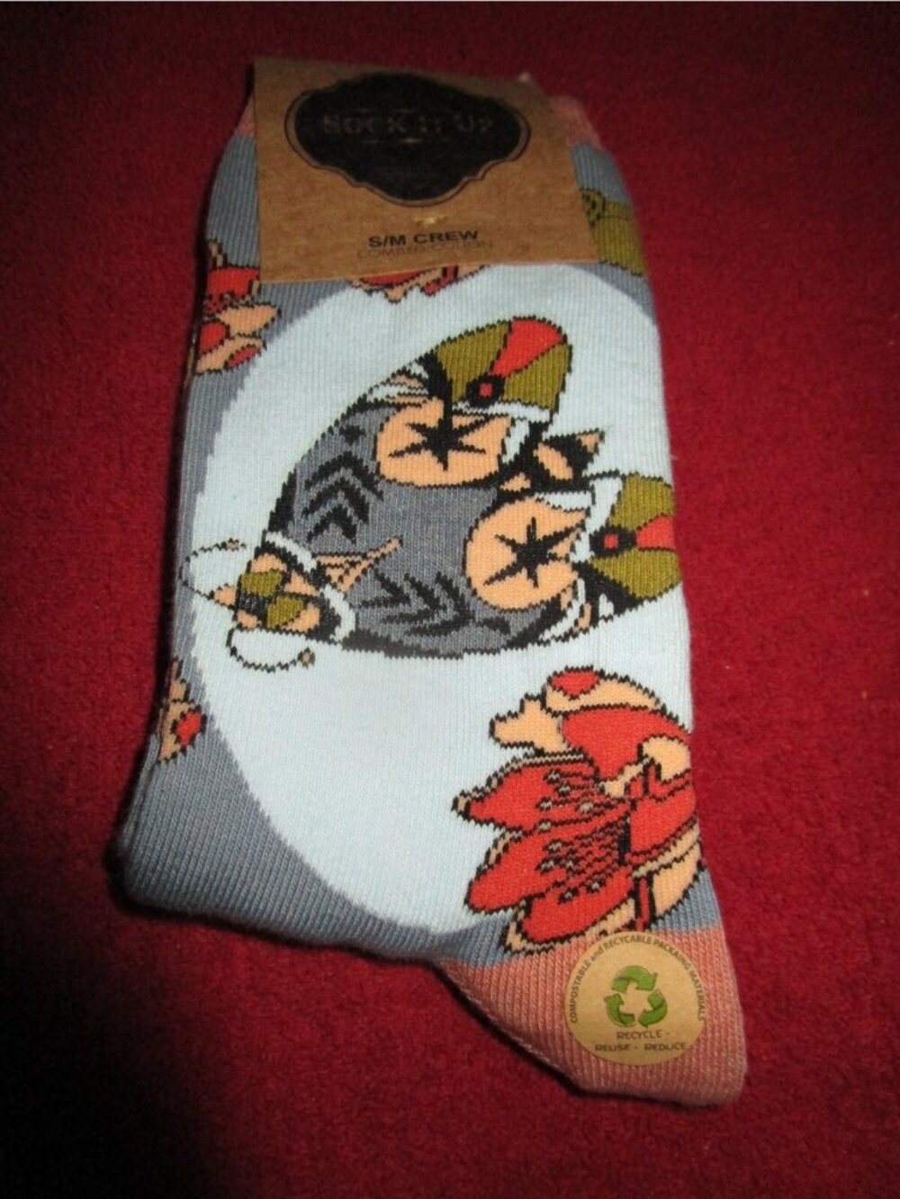 Sock It Up Women’s Crew Cotton Socks 1 Pair Fits 5-10 Shoe Cactus Breeze